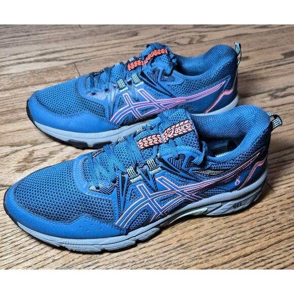 ASICS Gel Venture 8 Womens Sz 8 Deep Sea Teal/Blazing Coral Trail Running Shoes - Picture 2 of 8